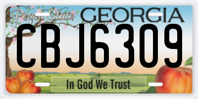 GA license plate CBJ6309