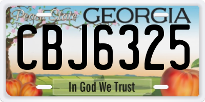 GA license plate CBJ6325