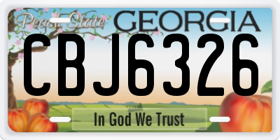 GA license plate CBJ6326