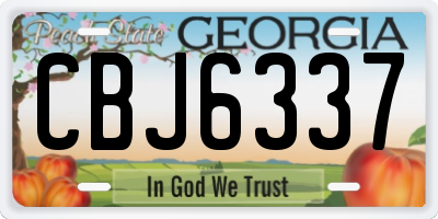 GA license plate CBJ6337