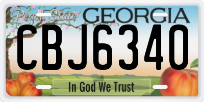 GA license plate CBJ6340