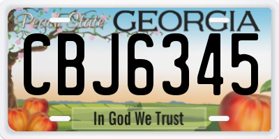 GA license plate CBJ6345