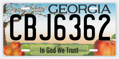 GA license plate CBJ6362