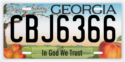 GA license plate CBJ6366