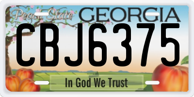 GA license plate CBJ6375