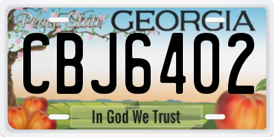 GA license plate CBJ6402