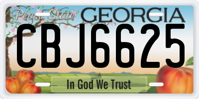 GA license plate CBJ6625