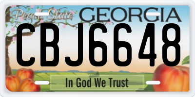 GA license plate CBJ6648