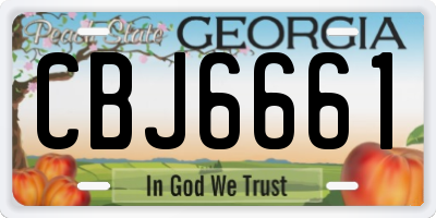 GA license plate CBJ6661