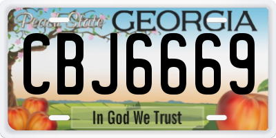 GA license plate CBJ6669