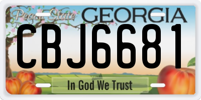 GA license plate CBJ6681