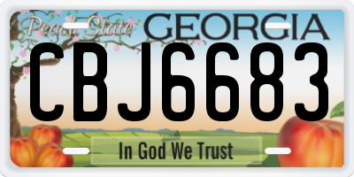 GA license plate CBJ6683