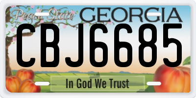 GA license plate CBJ6685