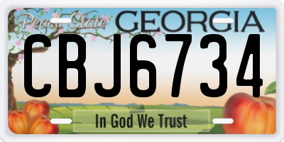 GA license plate CBJ6734