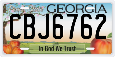 GA license plate CBJ6762