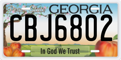 GA license plate CBJ6802