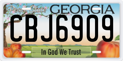 GA license plate CBJ6909