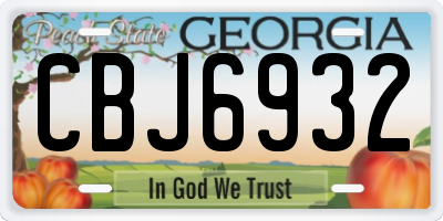 GA license plate CBJ6932