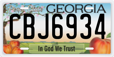 GA license plate CBJ6934