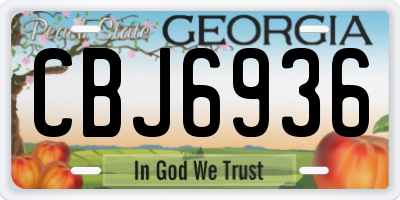 GA license plate CBJ6936