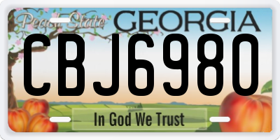 GA license plate CBJ6980
