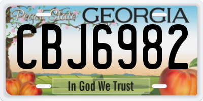 GA license plate CBJ6982