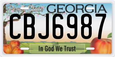 GA license plate CBJ6987