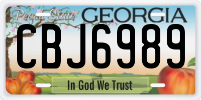 GA license plate CBJ6989