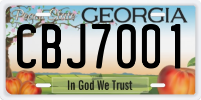GA license plate CBJ7001