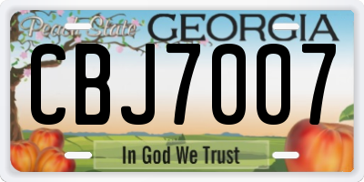 GA license plate CBJ7007
