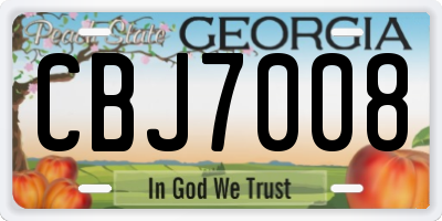 GA license plate CBJ7008