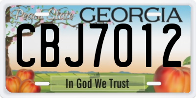 GA license plate CBJ7012