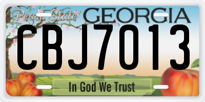 GA license plate CBJ7013