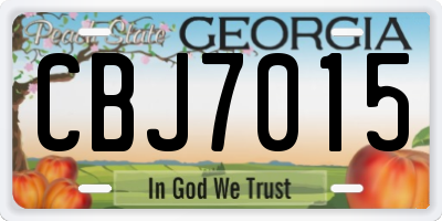 GA license plate CBJ7015