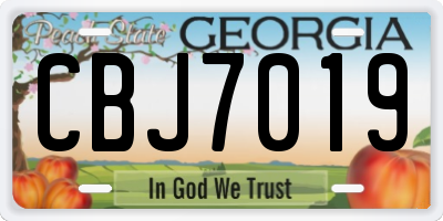 GA license plate CBJ7019