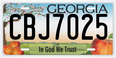 GA license plate CBJ7025
