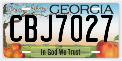 GA license plate CBJ7027