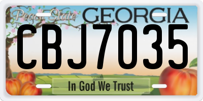 GA license plate CBJ7035