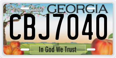 GA license plate CBJ7040