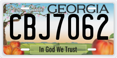 GA license plate CBJ7062