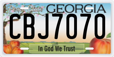 GA license plate CBJ7070