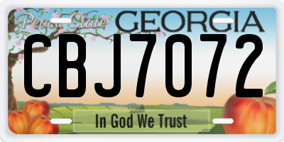 GA license plate CBJ7072