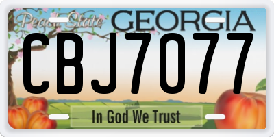 GA license plate CBJ7077