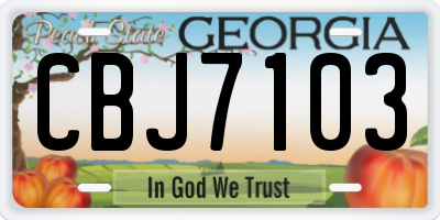 GA license plate CBJ7103