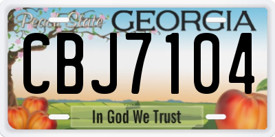 GA license plate CBJ7104