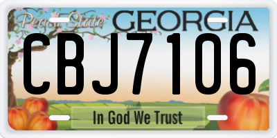 GA license plate CBJ7106