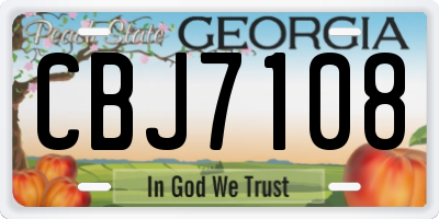 GA license plate CBJ7108