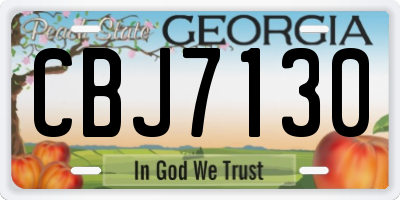 GA license plate CBJ7130