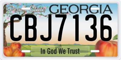 GA license plate CBJ7136