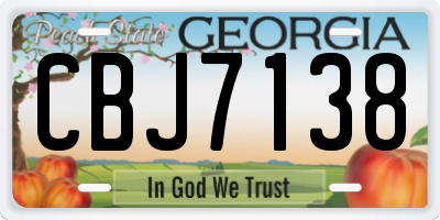 GA license plate CBJ7138